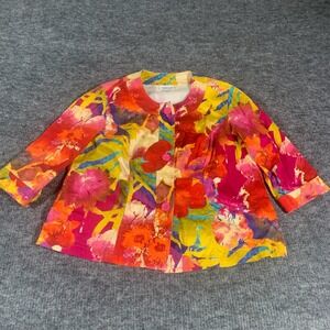Coldwater Creek Jacket Womens 1X Colorful Shacket Paint Brush Splatter Artsy